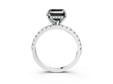 White gold Fancy Black Asscher Cut Diamond Solitaire Ring with Pavé Band and Four-Prong Setting_27