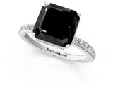 White gold Fancy Black Asscher Cut Diamond Solitaire Ring with Pavé Band and Hidden Halo_25