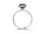 White gold Fancy Black Asscher Cut Diamond Solitaire Ring with Pavé Band and Hidden Halo_27