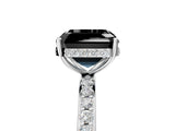 White gold Fancy Black Asscher Cut Diamond Solitaire Ring with Pavé Band and Hidden Halo_29