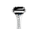 White gold Fancy Black Asscher Cut Diamond Solitaire Ring with Pavé Band and Prong Setting_17