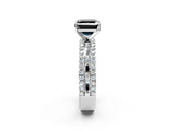 White gold Fancy Black Asscher Cut Diamond Solitaire Ring with Pavé and Channel Set Band_2