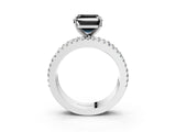 White gold Fancy Black Asscher Cut Diamond Solitaire Ring with Pavé and Channel Set Band_3