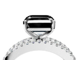 White gold Fancy Black Asscher Cut Diamond Solitaire Ring with Pavé and Channel Set Band_4