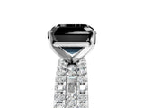 White gold Fancy Black Asscher Cut Diamond Solitaire Ring with Pavé and Channel Set Band_5