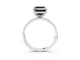 White gold Fancy Black Asscher Cut Diamond Solitaire Ring with Pave Band and Four Prong Setting_27