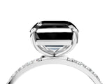 White gold Fancy Black Asscher Cut Diamond Solitaire Ring with Pave Band and Four Prong Setting_28