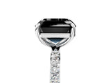 White gold Fancy Black Asscher Cut Diamond Solitaire Ring with Pave Band and Four Prong Setting_29