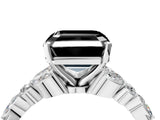 White gold Fancy Black Asscher Cut Diamond Solitaire Ring with Side Stones and Four-Prong Setting_64