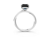 White gold Fancy Black Asscher Cut Diamond Solitaire Ring with Thin Band and Four-Prong Setting_3