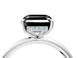 White gold Fancy Black Asscher Cut Diamond Solitaire Ring with Thin Band and Four-Prong Setting_4