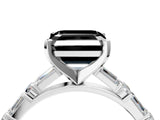 White gold Fancy Black Asscher Cut Diamond Solitaire with Side Baguettes and Channel Set Band_16