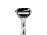 White gold Fancy Black Asscher Cut Diamond Solitaire with Side Baguettes and Channel Set Band_17