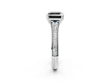 White gold Fancy Black Asscher Cut Diamond Split Shank Engagement Ring with Pavé Band_2