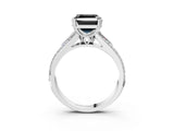 White gold Fancy Black Asscher Cut Diamond Split Shank Engagement Ring with Pavé Band_3
