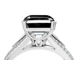 White gold Fancy Black Asscher Cut Diamond Split Shank Engagement Ring with Pavé Band_4
