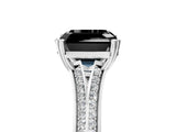 White gold Fancy Black Asscher Cut Diamond Split Shank Engagement Ring with Pavé Band_5