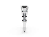 White gold Fancy Black Asscher Cut Diamond Three-Stone Ring with Channel Set Band and Four-Prong Setting_86