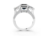White gold Fancy Black Asscher Cut Diamond Three-Stone Ring with Channel Set Band and Four-Prong Setting_87