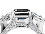 White gold Fancy Black Asscher Cut Diamond Three-Stone Ring with Channel Set Band and Four-Prong Setting_88