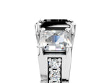 White gold Fancy Black Asscher Cut Diamond Three-Stone Ring with Channel Set Band and Four-Prong Setting_89