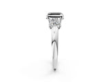 White gold Fancy Black Asscher Cut Diamond Three-Stone Ring with Four-Prong Setting and Classic Band_2