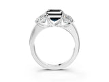 White gold Fancy Black Asscher Cut Diamond Three-Stone Ring with Four-Prong Setting and Classic Band_3