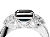 White gold Fancy Black Asscher Cut Diamond Three-Stone Ring with Four-Prong Setting and Classic Band_4