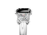 White gold Fancy Black Asscher Cut Diamond Three-Stone Ring with Four-Prong Setting and Classic Band_5