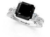 White gold Fancy Black Asscher Cut Diamond Three-Stone Ring with Pavé Split Shank and Four-Prong Setting_1