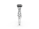 White gold Fancy Black Asscher Cut Diamond Three-Stone Ring with Pavé Split Shank and Four-Prong Setting_2