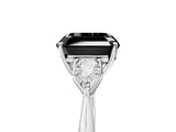 White gold Fancy Black Asscher Cut Diamond Three-Stone Ring with Pear  Side Stones and Prong Setting_101