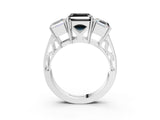 White gold Fancy Black Asscher Cut Diamond Three-Stone Ring with Prong Setting and Textured Band_27