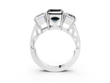White gold Fancy Black Asscher Cut Diamond Three-Stone Ring with Prong Setting and Textured Band_37