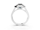 White gold Fancy Black Asscher Cut Halo Bezel Diamond Pave Band Ring_3