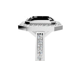 White gold Fancy Black Asscher Cut Halo Bezel Diamond Pave Band Ring_5
