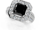 White gold Fancy Black Asscher Cut Halo Diamond Engagement Ring with Pave Split Shank and Four-Prong Setting_13