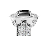 White gold Fancy Black Asscher Cut Halo Diamond Engagement Ring with Pave Split Shank and Four-Prong Setting_17