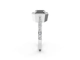 White gold Fancy Black Asscher Cut Halo Diamond Engagement Ring with Split Shank Band and Four-Prong Setting_14