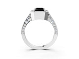 White gold Fancy Black Asscher Cut Halo Diamond Engagement Ring with Split Shank Band and Four-Prong Setting_15
