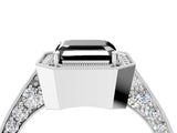 White gold Fancy Black Asscher Cut Halo Diamond Engagement Ring with Split Shank Band and Four-Prong Setting_16