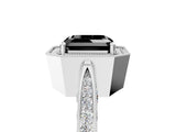 White gold Fancy Black Asscher Cut Halo Diamond Engagement Ring with Split Shank Band and Four-Prong Setting_17