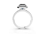 White gold Fancy Black Asscher Cut Halo Diamond Pave Band with Prong Setting_15