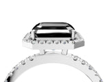 White gold Fancy Black Asscher Cut Halo Diamond Pave Band with Prong Setting_16