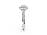 White gold Fancy Black Asscher Cut Halo Diamond Ring with Pavé Band_14