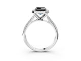 White gold Fancy Black Asscher Cut Halo Diamond Ring with Pavé Band_15
