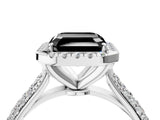 White gold Fancy Black Asscher Cut Halo Diamond Ring with Pavé Band_16