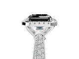 White gold Fancy Black Asscher Cut Halo Diamond Ring with Pavé Band_17