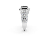 White gold Fancy Black Asscher Cut Halo Diamond Ring with Round  Split Shank and Prong Setting_50