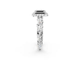 White gold Fancy Black Asscher Cut Halo Diamond Solitaire with Filigree Band and Four-Prong Setting_2